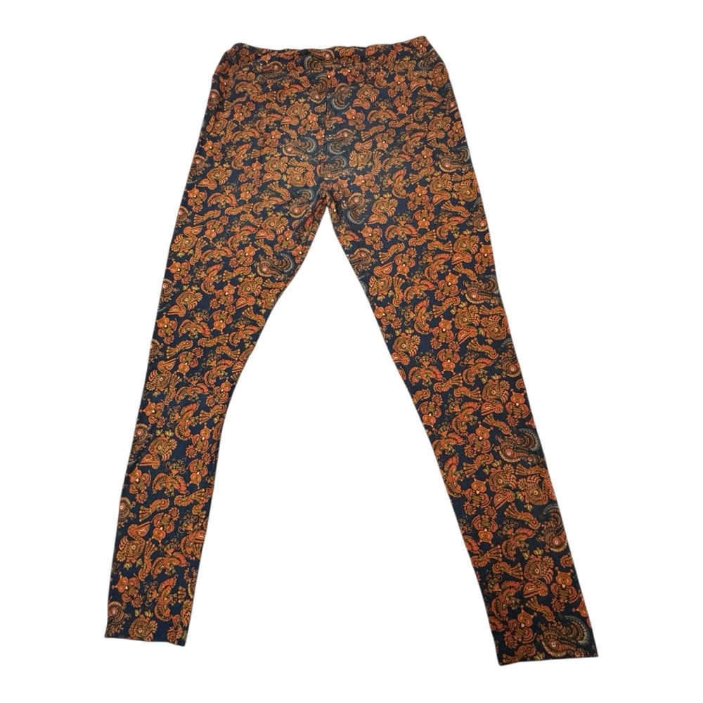 LulaRoe LLR Blue & Orange Owl Bird Leggings Size TC Tall & Curvy Size 12-18